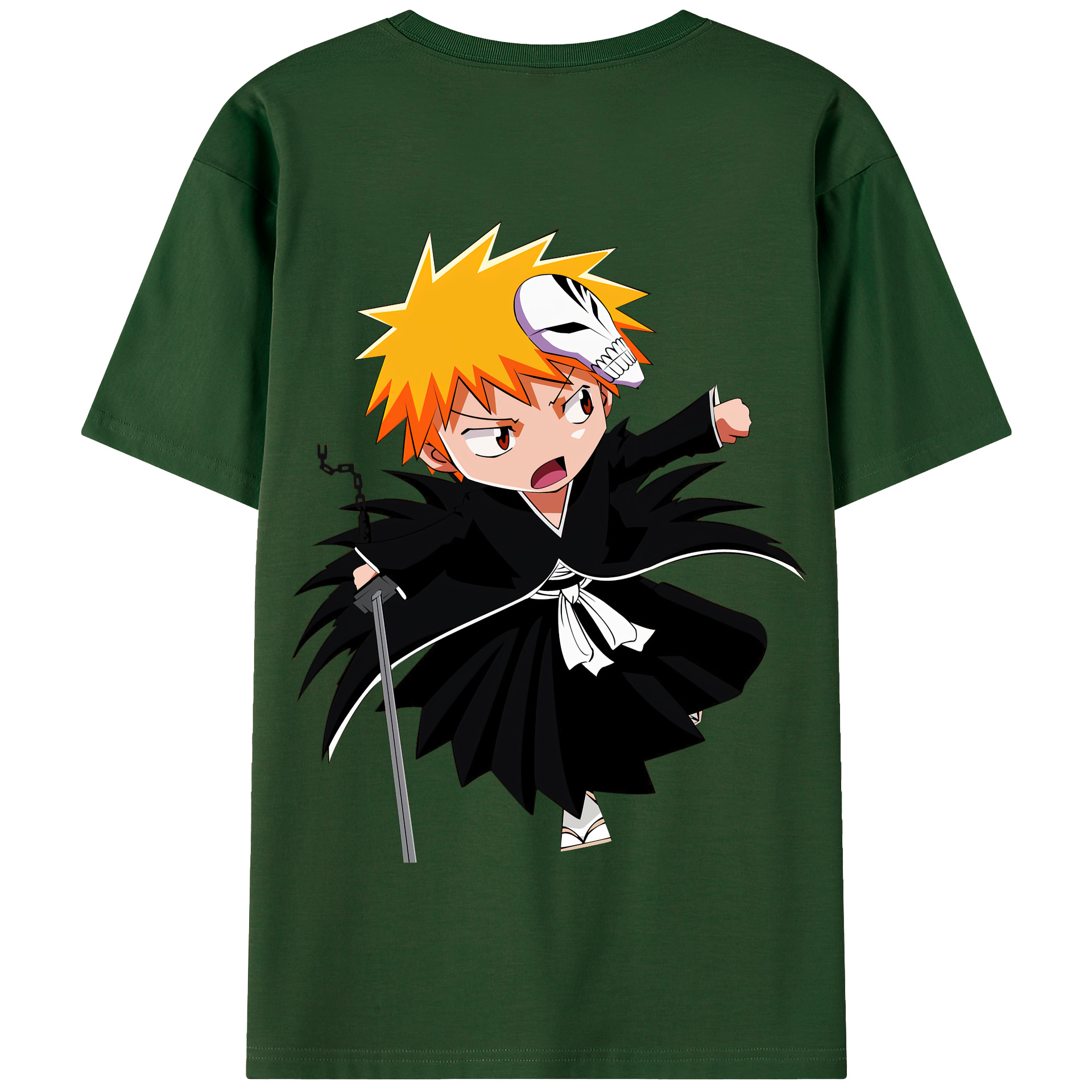 （画像用） ブリーチ 黒崎一護（くろさき いちご）BLEACH Kurosaki Ichigo 綿100％半袖Tシャツ（背面プリント）